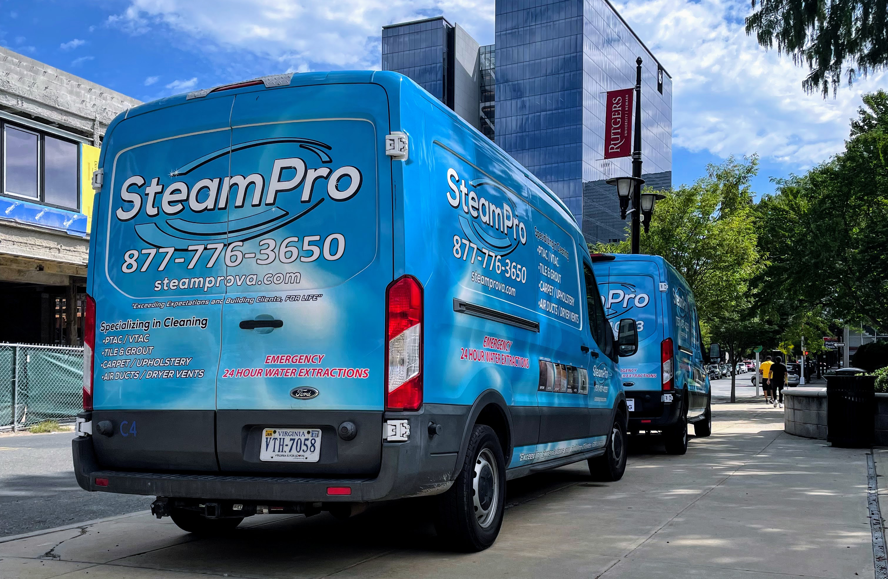 Steam Pro vans at Rutgers University